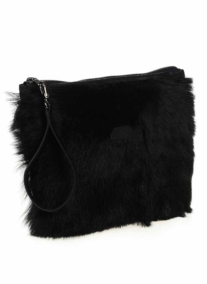 Black Shearling Clutch - Image 2
