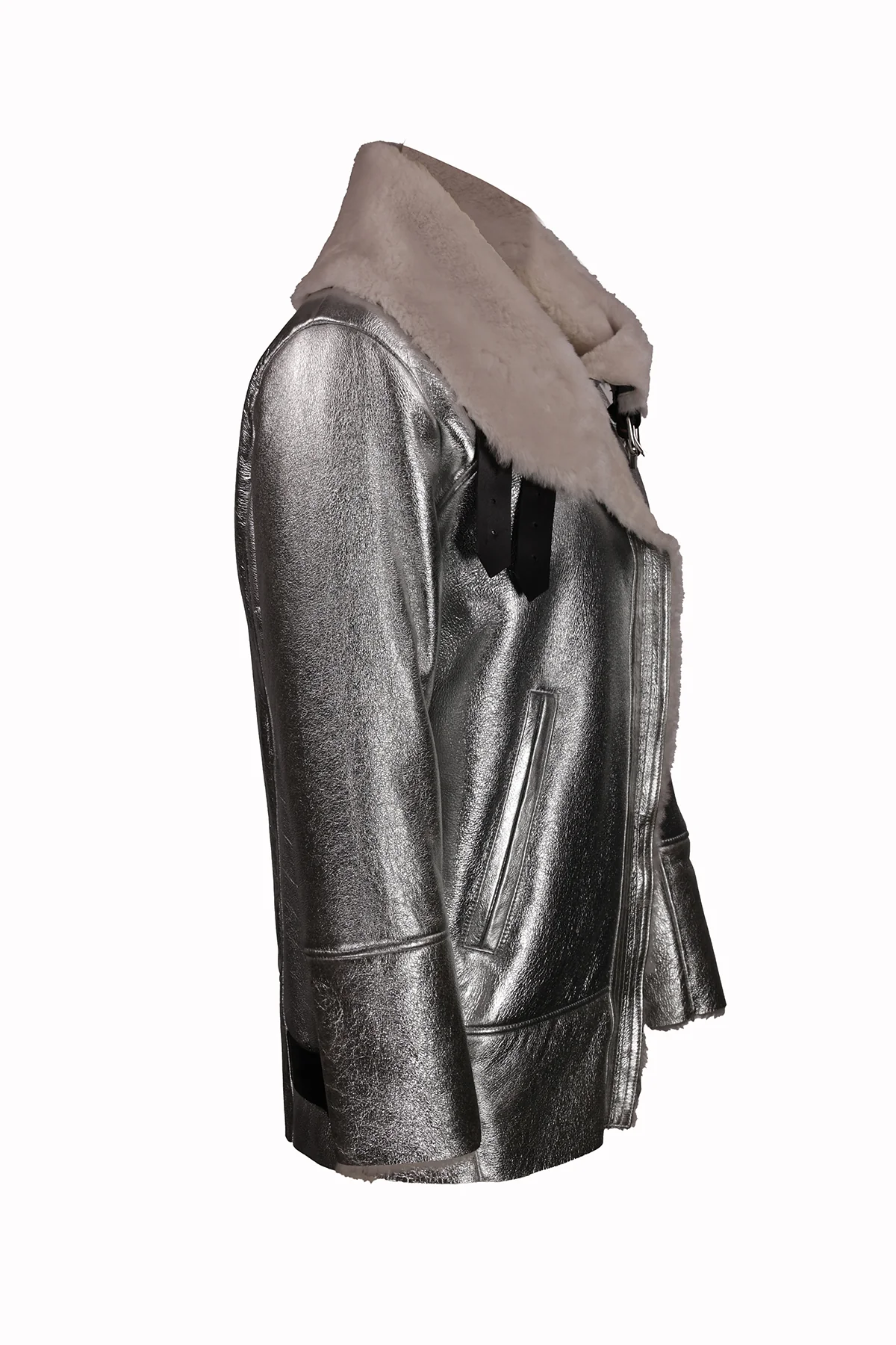 Grey Shearling Coat - Image 2