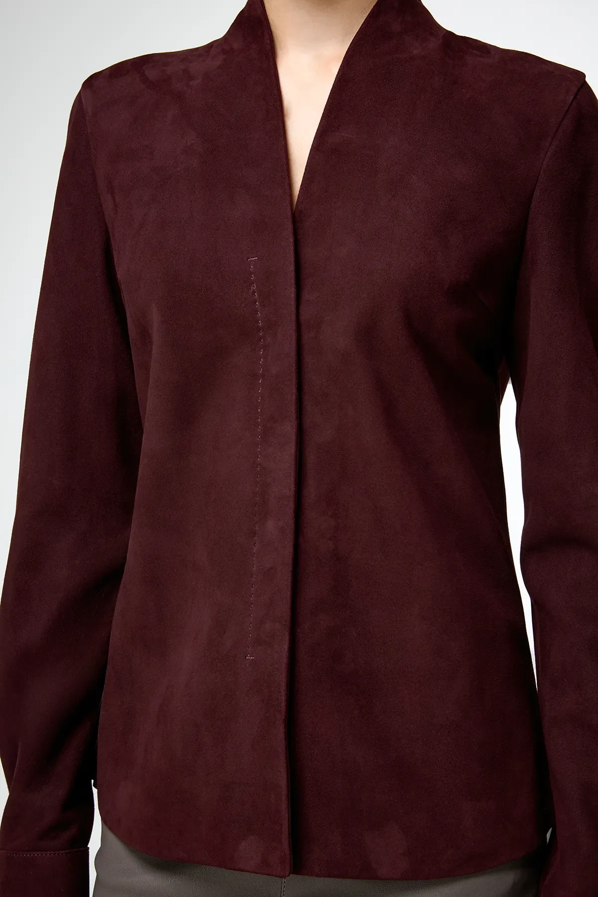 Talia - Burgundy Leather Shirt - Image 3