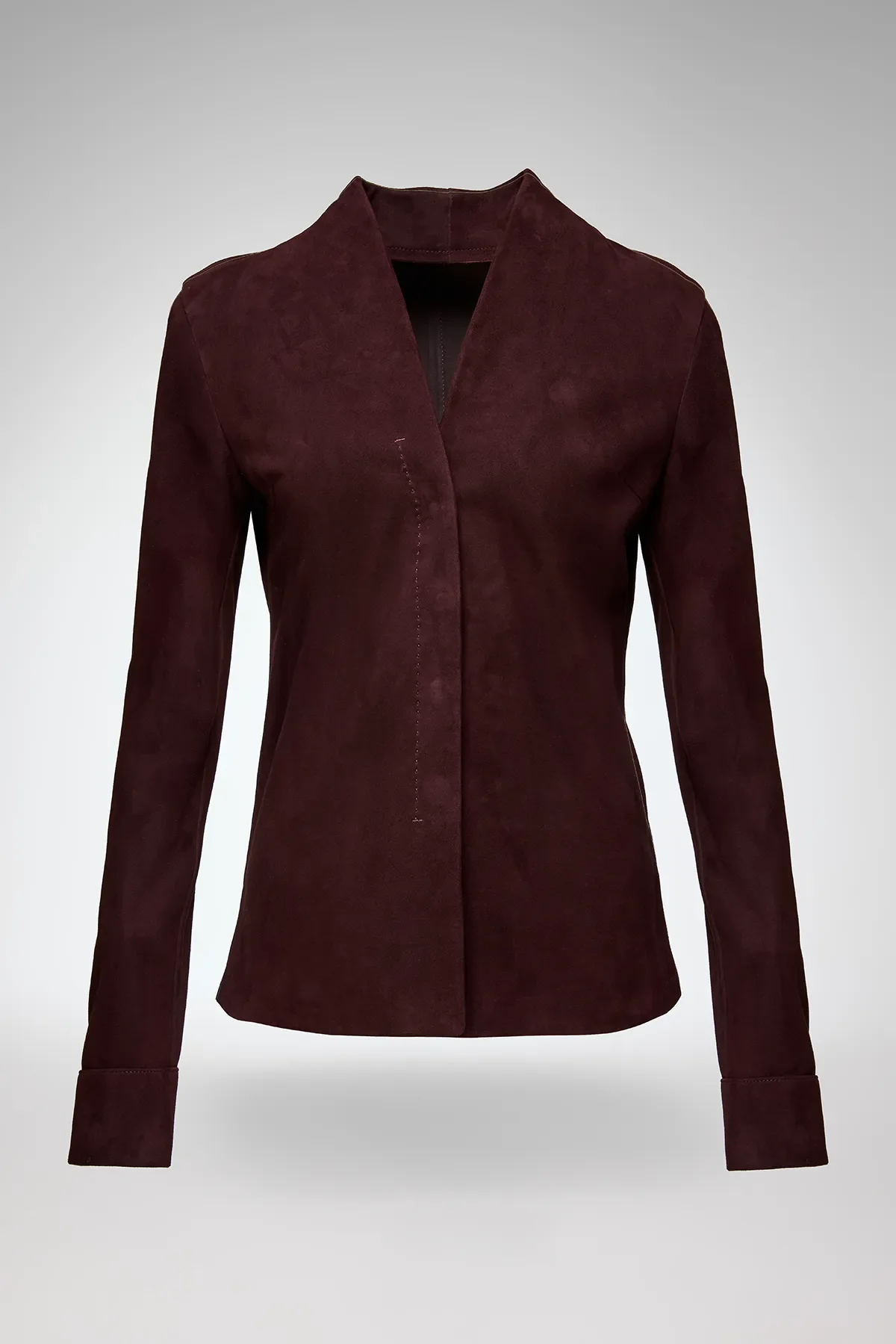 Talia - Burgundy Leather Shirt - Image 5