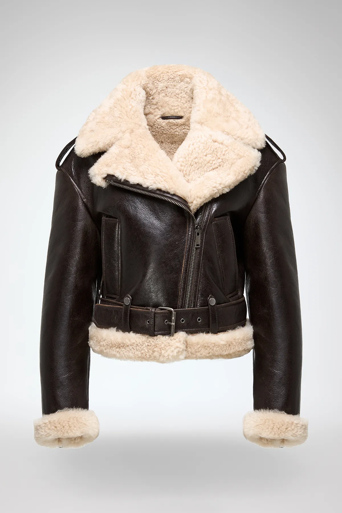 Tierra - Brown Beige Shearling Jacket - Image 5