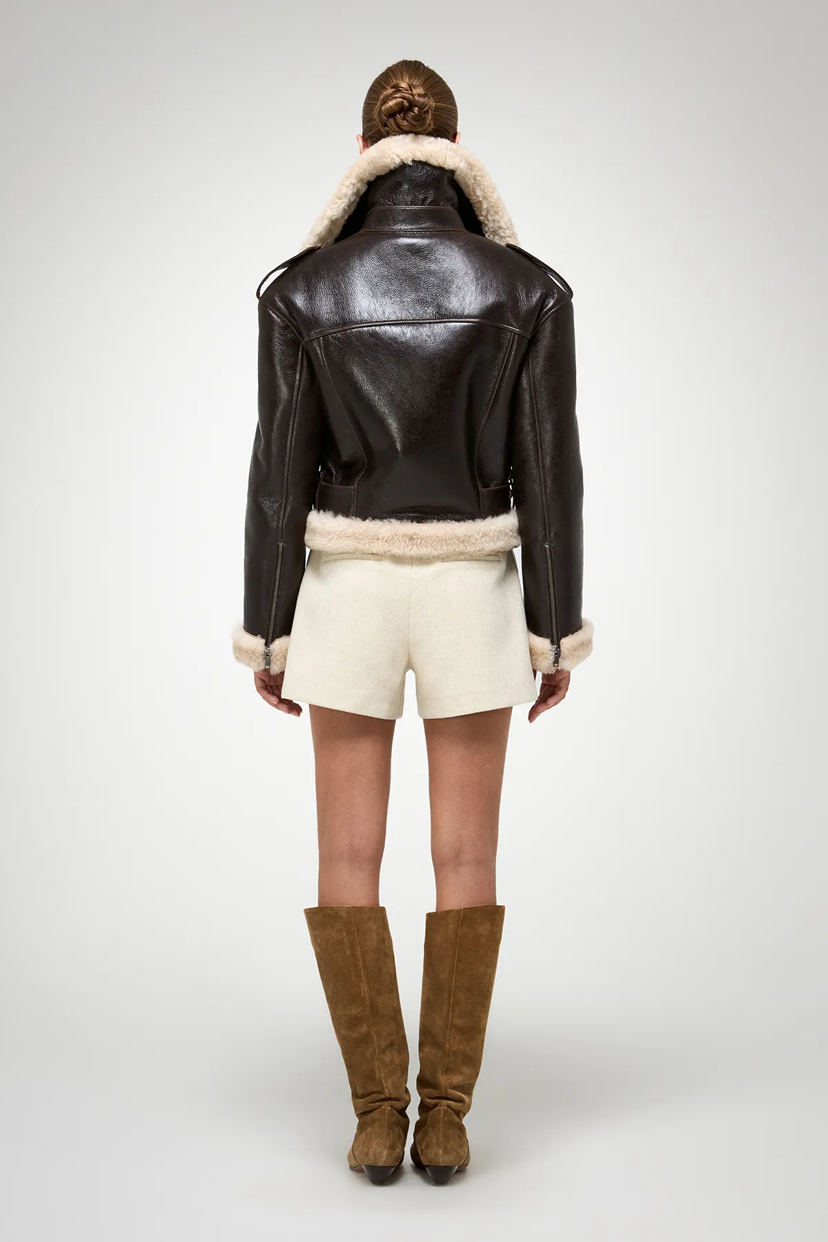Tierra - Brown Beige Shearling Jacket - Image 6