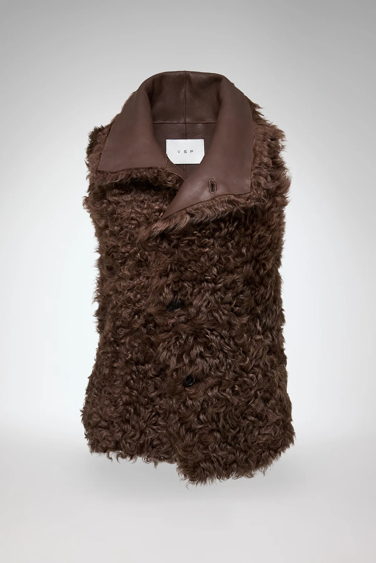 Solene - Tobacco Shearling Vest - Image 6