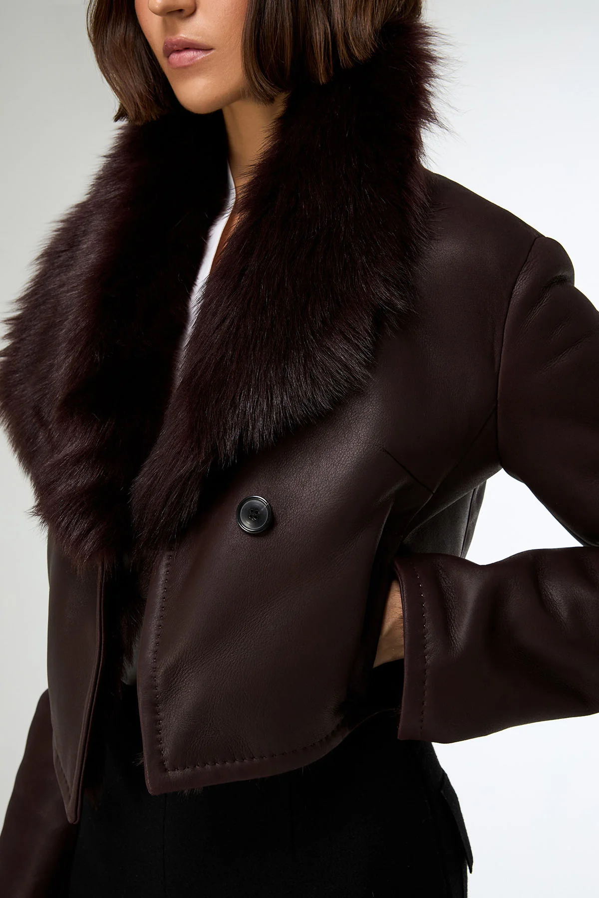 Yva - Cherry Shearling Jacket - Image 4